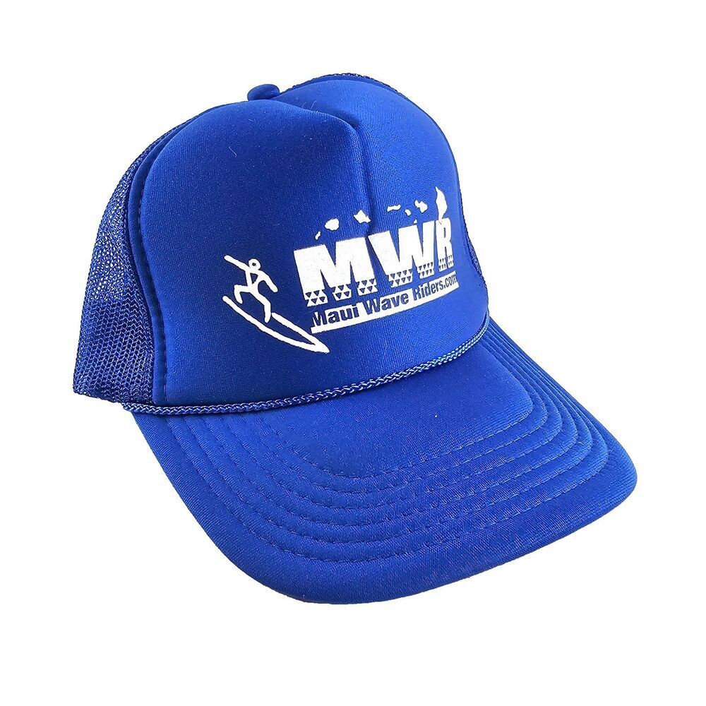 Maui Wave Riders MWR Blue Surf Foam Trucker Hat Snapback Cap Hawaii Surfing